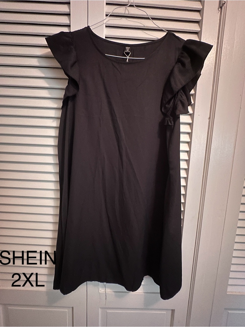 SHEIN Black Ruffle Sleeve Mini Dress